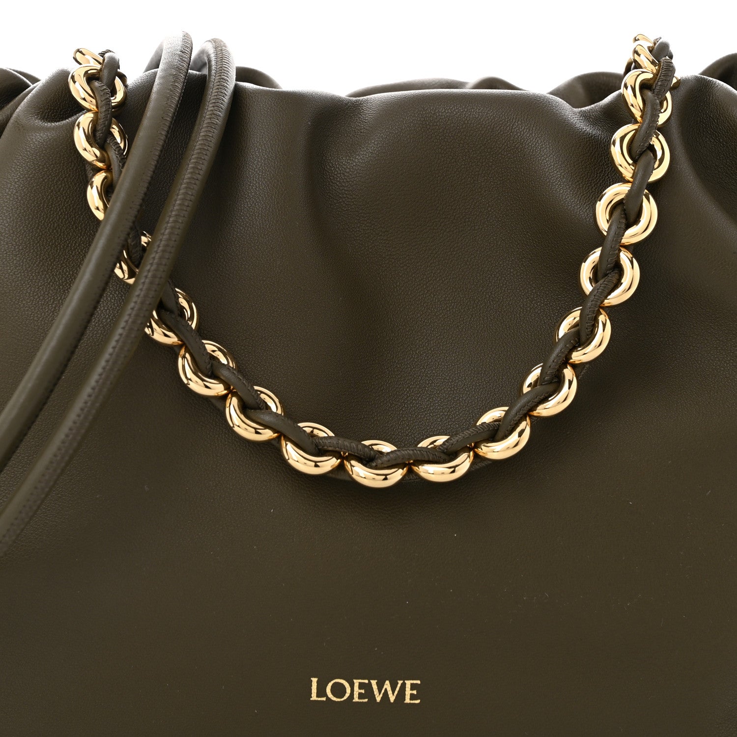 Loewe Mellow Nappa Medium Donut Chain Flamenco Knot Clutch Dark Khaki 8 of 10