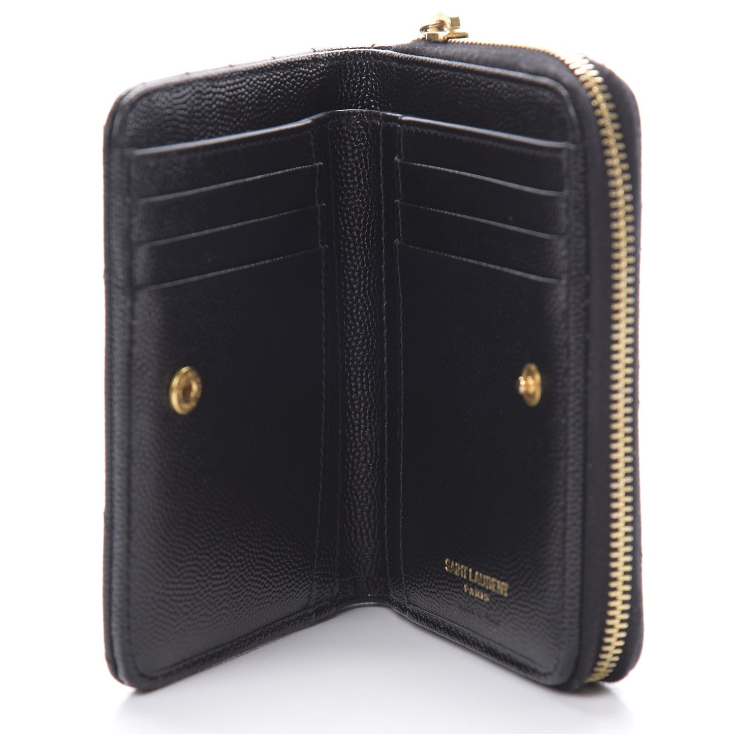 Grain De Poudre Matelasse Chevron Monogram Compact Zip Around Wallet Black