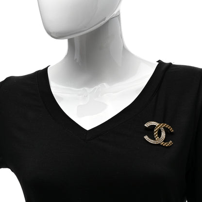 Chanel Crystal CC Mini Brooch Gold 2 of 4