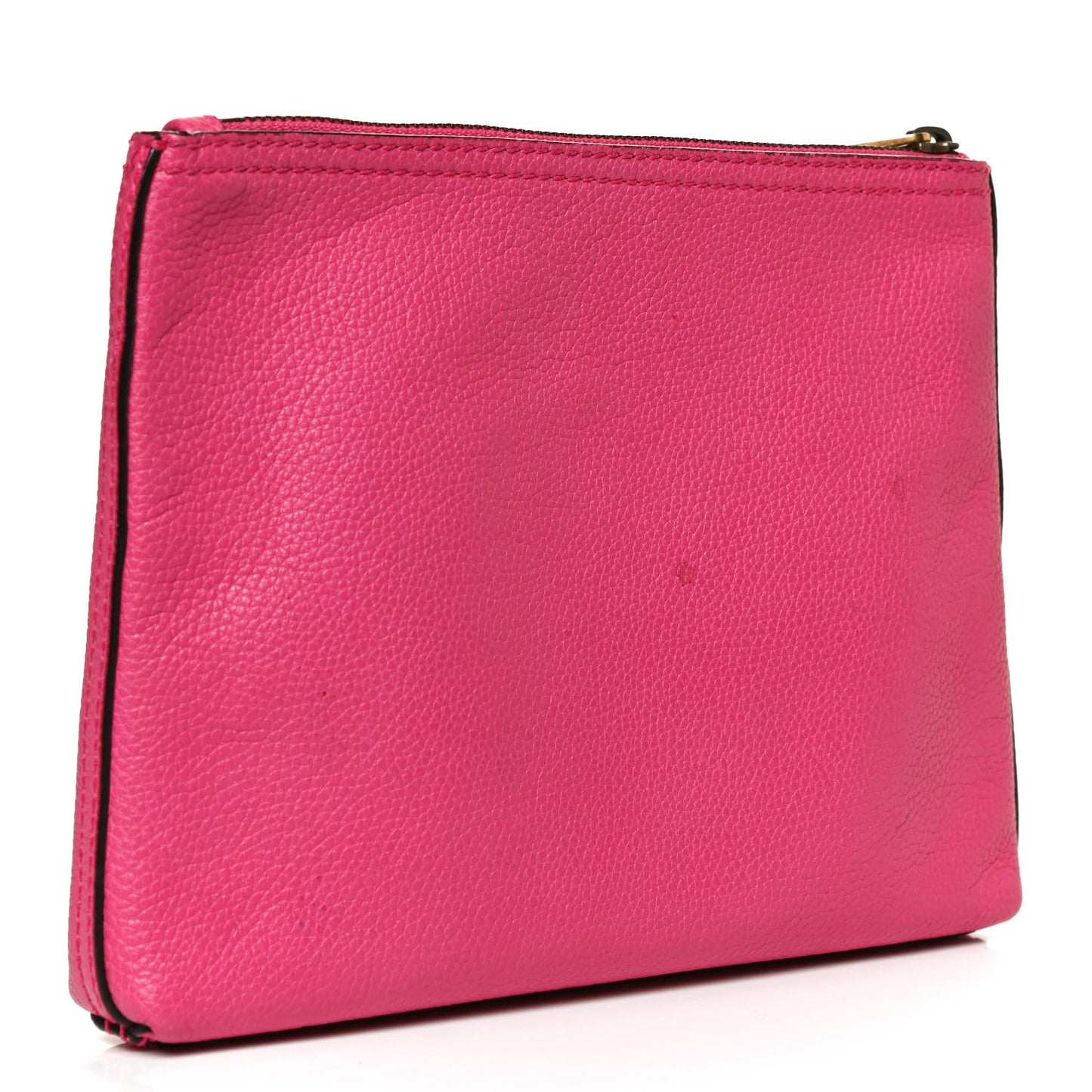 Pebbled Calfskin Medium Logo Portfolio Clutch Box Pink Green