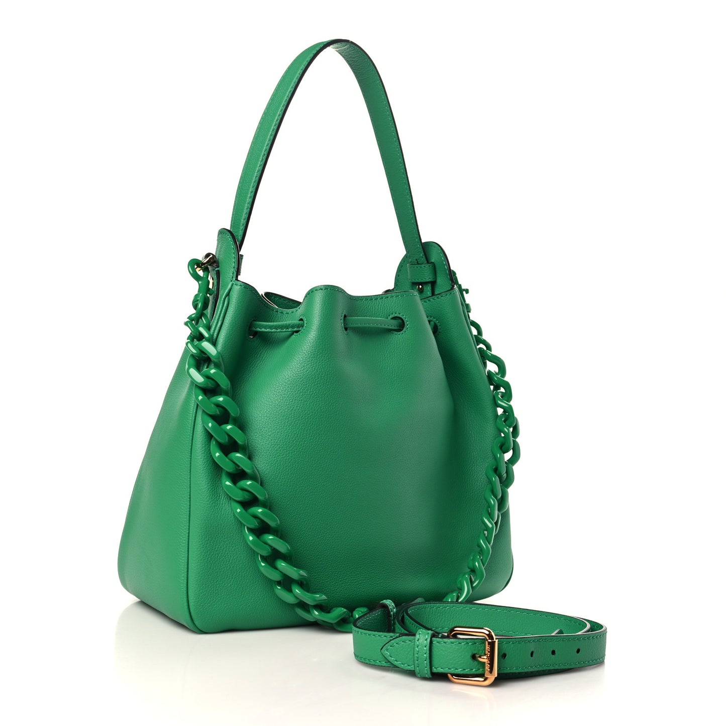 Grained Calfskin La Medusa Bucket Bag Green