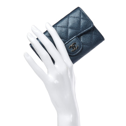 Chanel Iridescent Caviar Quilted Flap Card Holder Dark Blue 2 of 13