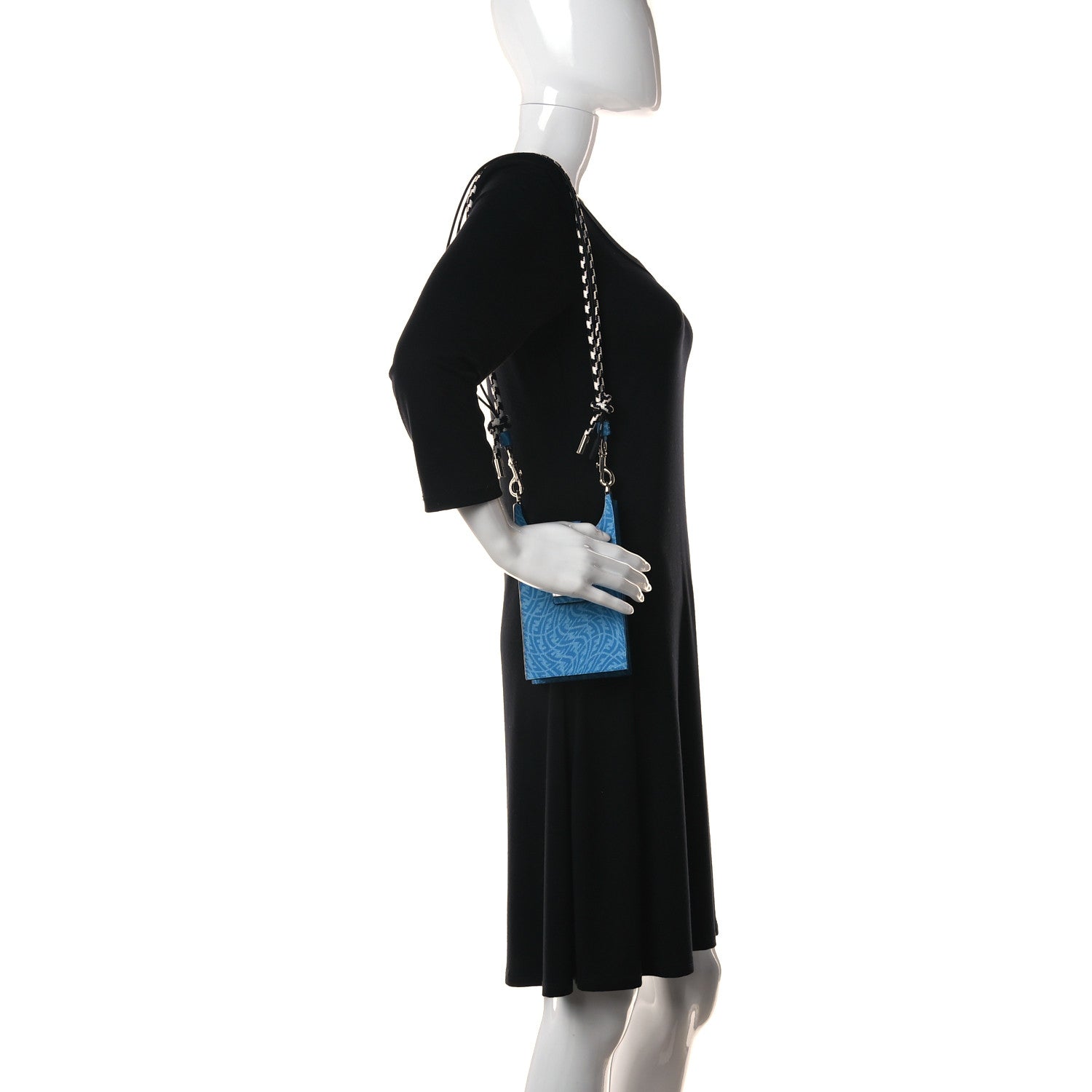 Fendi X SARAH COLEMAN Glazed Fabric Micro FF Vertigo Phone Holder Cyber Blue 3 of 13
