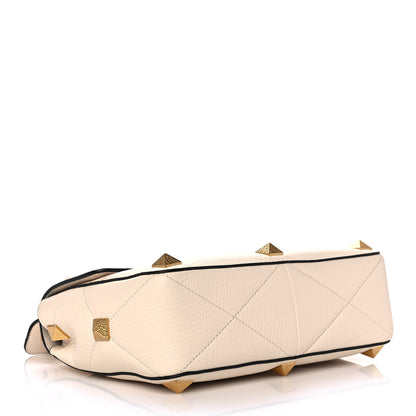 Valentino Garavani Grained Calfskin Large Roman Stud Shoulder Bag Light Ivory 4 of 12