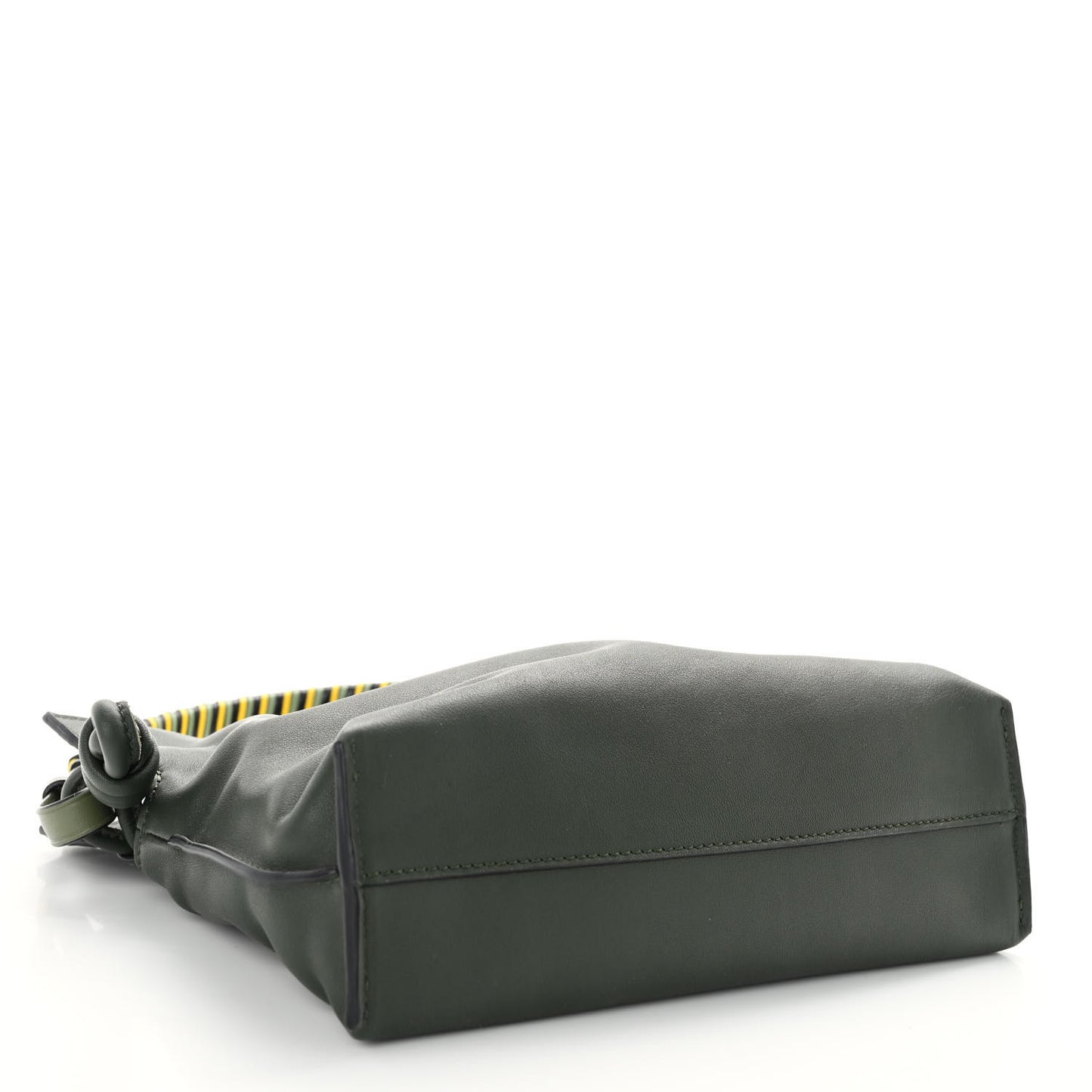 Calfskin Mini Flamenco Knot Short Strap Clutch Khaki
