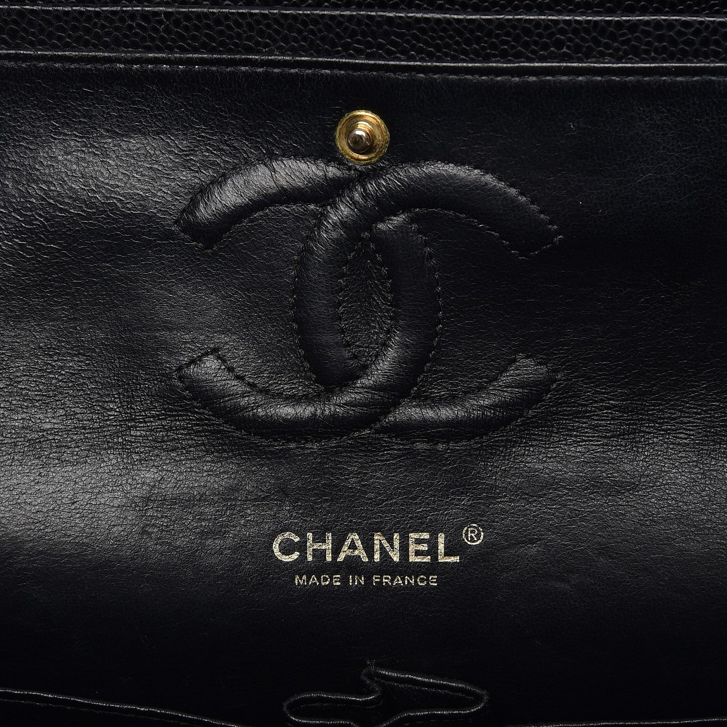 Caviar Quilted Medium Double Flap Black