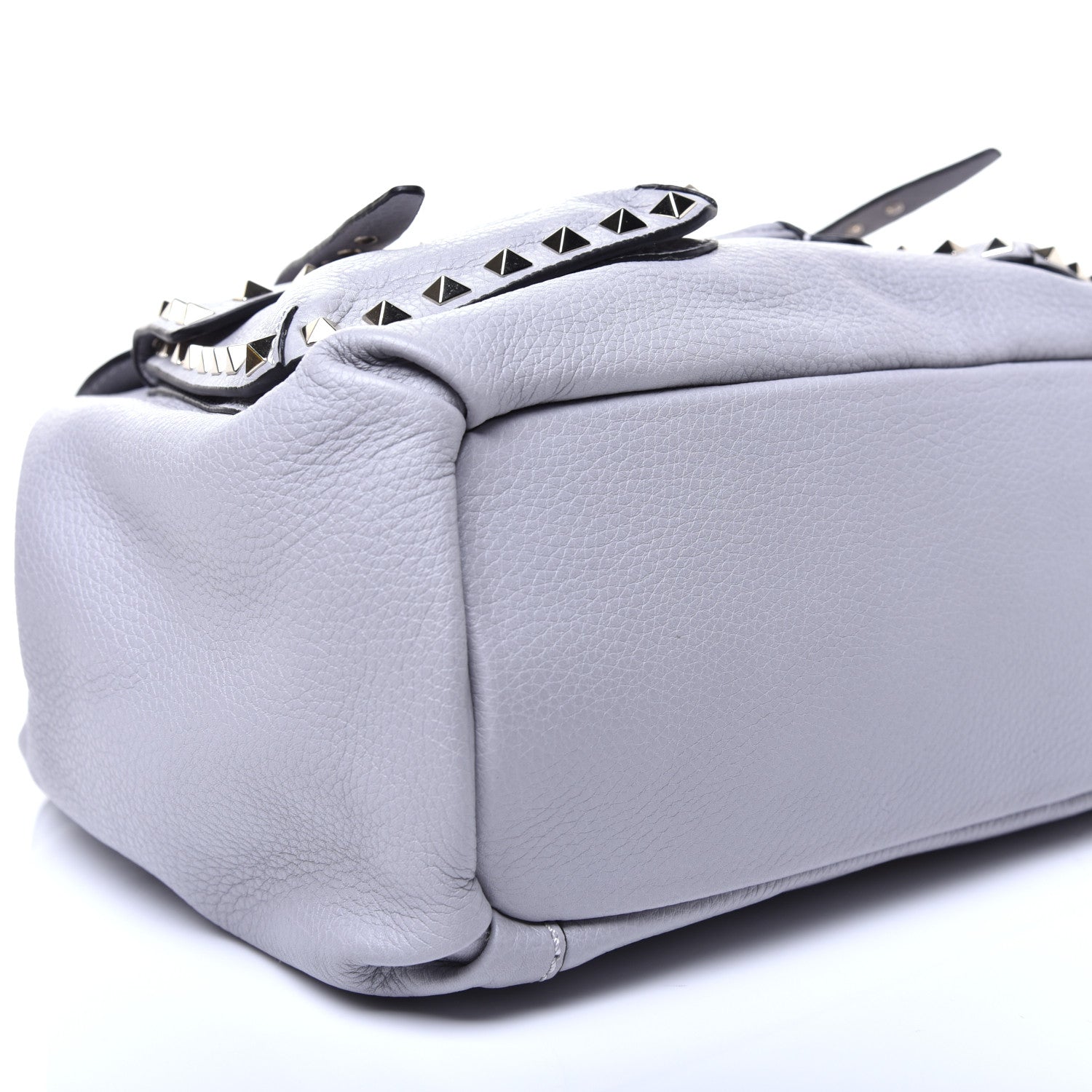 Valentino Garavani Pebbled Calfskin Rockstud Double Pocket Backpack Pastel Grey 7 of 8