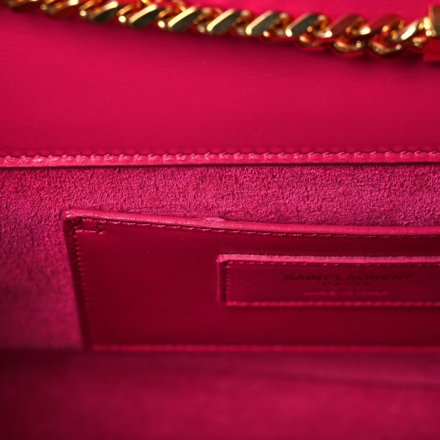 Smooth Calfskin Medium Classic Monogram Kate Tassel Satchel Fuchsia