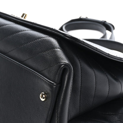 Chanel Grained Calfskin Chevron Stitched Medium Chic Top Handle Flap Black 10 of 12