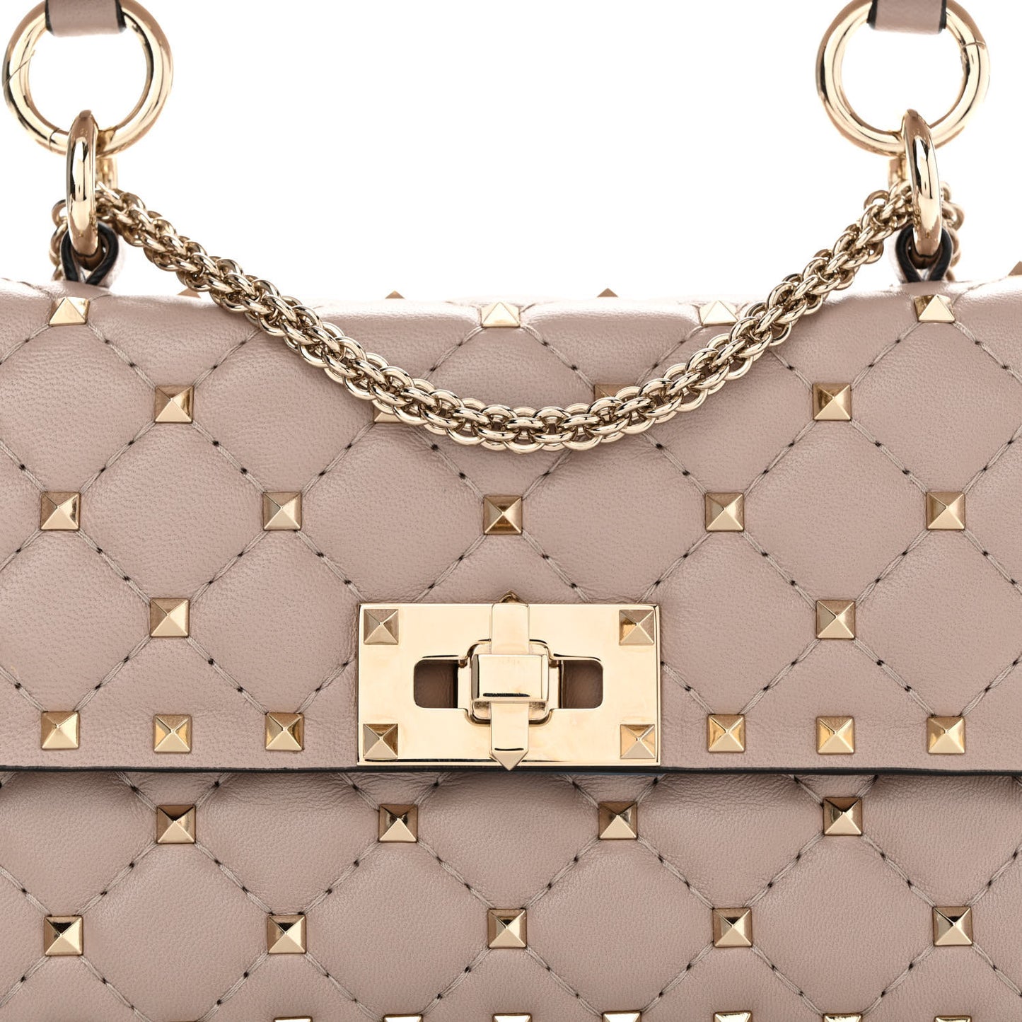 Nappa Small Rockstud Spike Shoulder Bag Poudre
