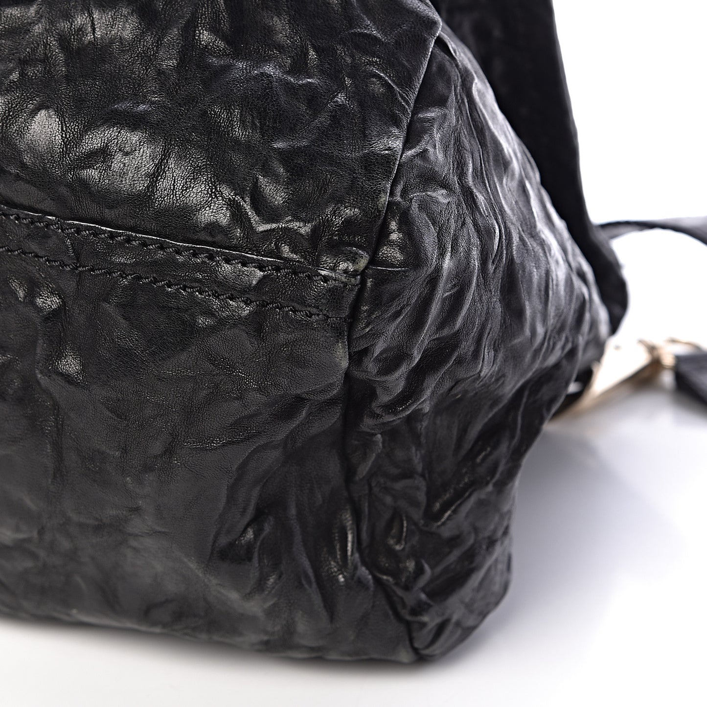 Tumbled Sheepskin Medium Pandora Bag Black