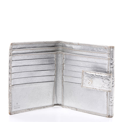 Gucci Metallic Guccissima Metal Bar French Flap Wallet Silver 5 of 13