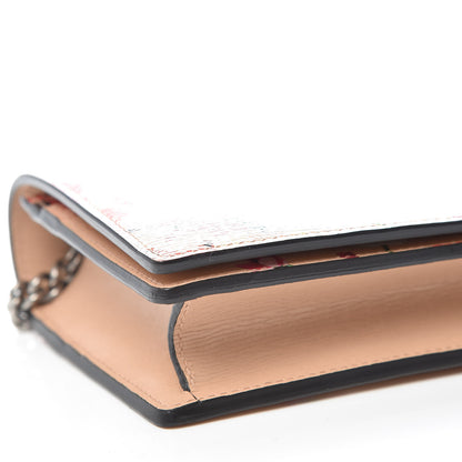 Gucci Shangai Calfskin Blooms Print Chain Wallet Pink Apricot Multicolor 5 of 9