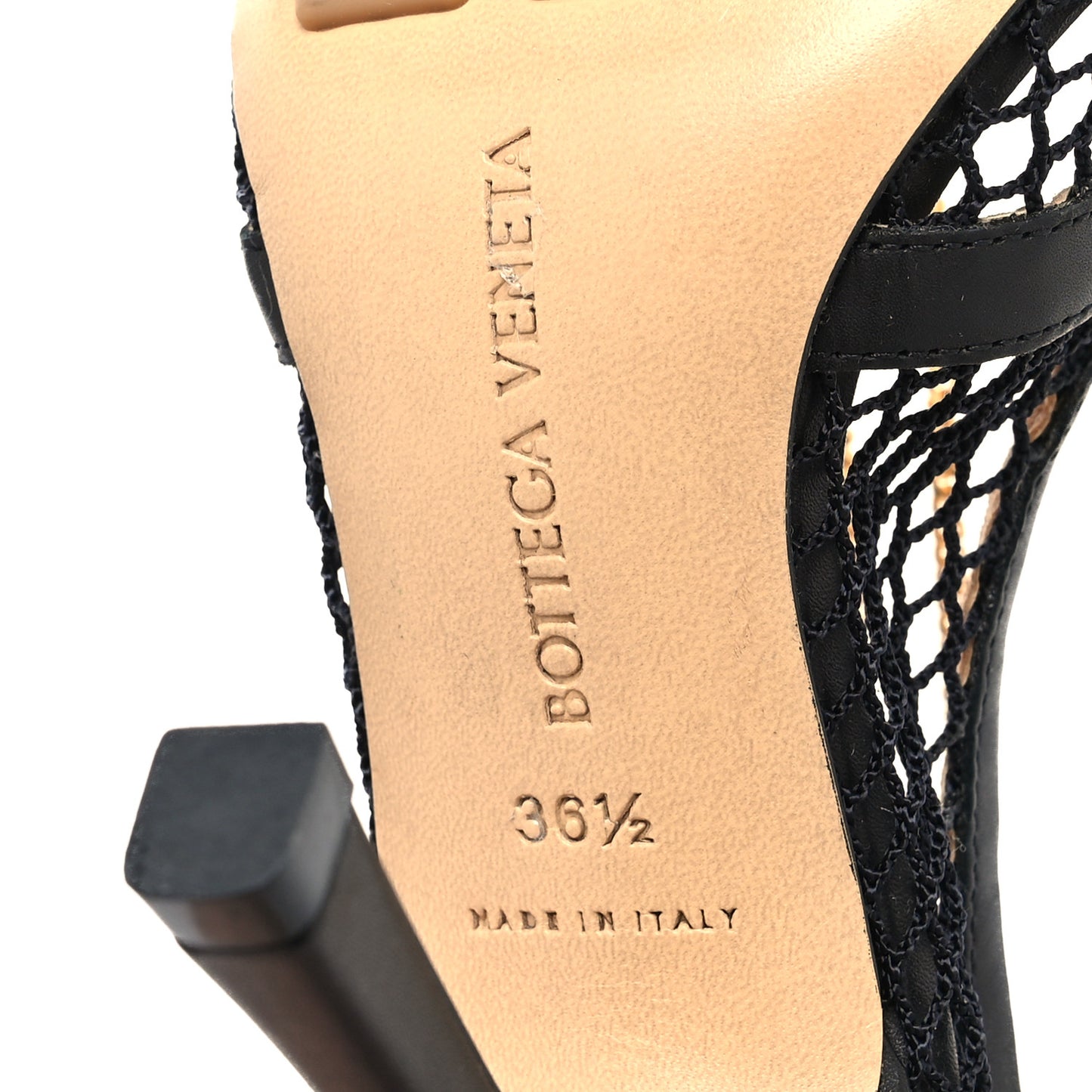 Mesh Calfskin Stretch Chain Strap 90mm Pumps 36.5 Black