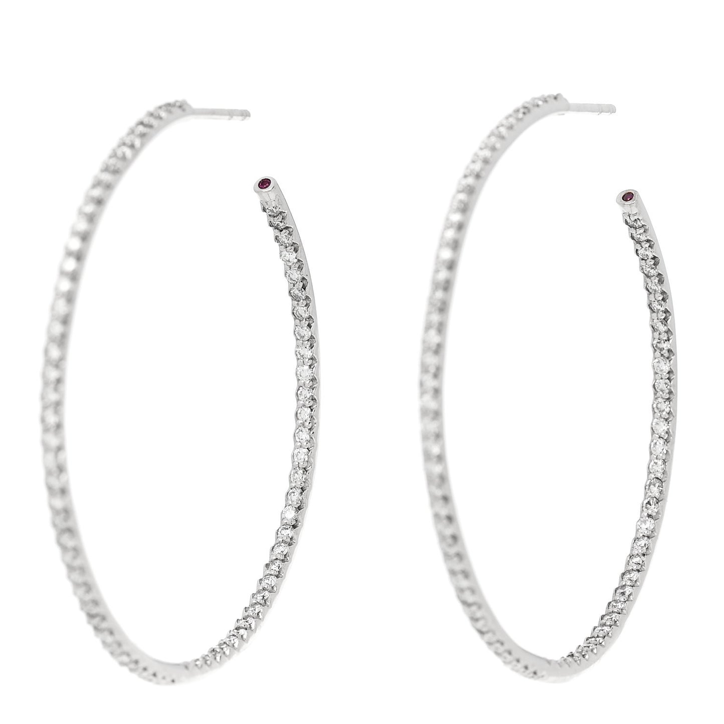 18K White Gold Diamond 1.75ctw Inside Out Hoop Earrings