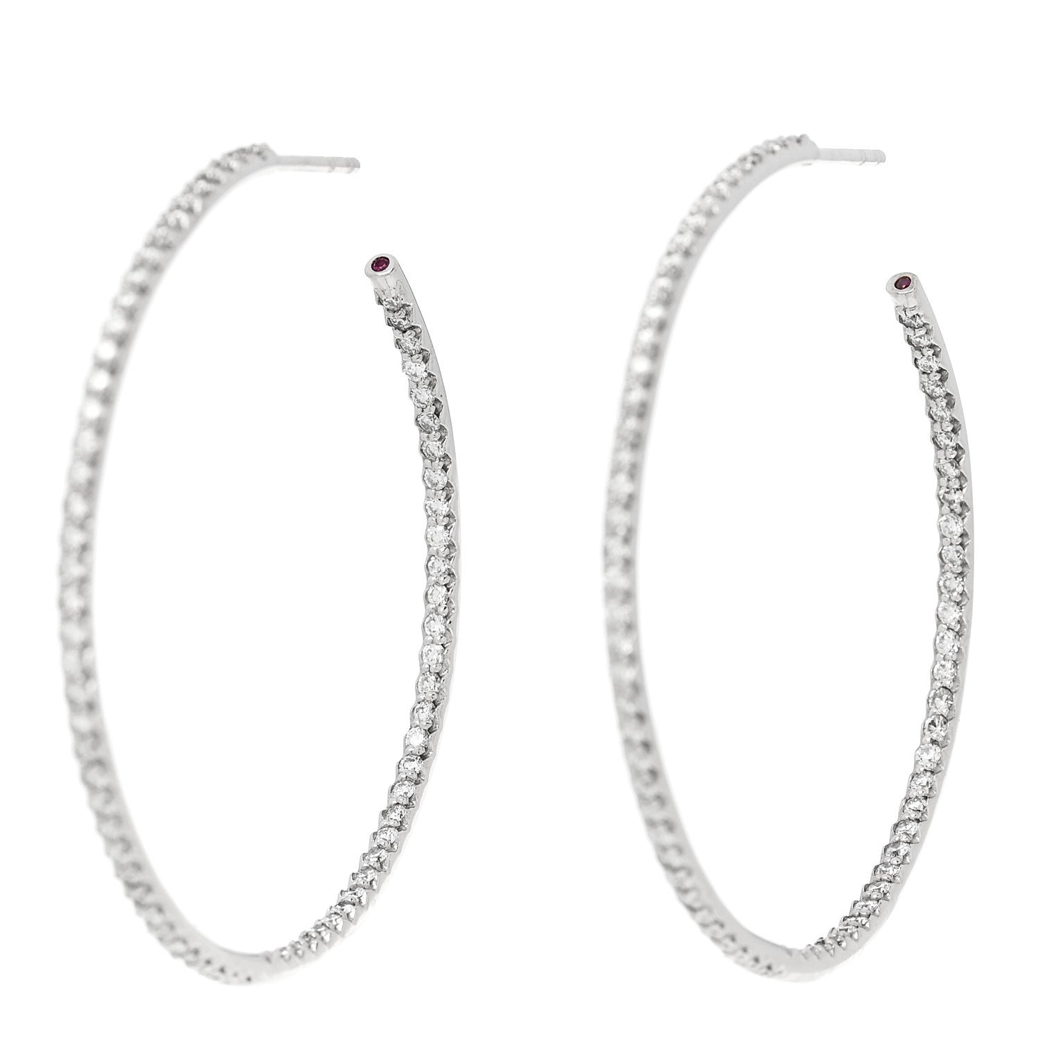 Roberto Coin 18K White Gold Diamond 1.75ctw Inside Out Hoop Earrings 4 of 5