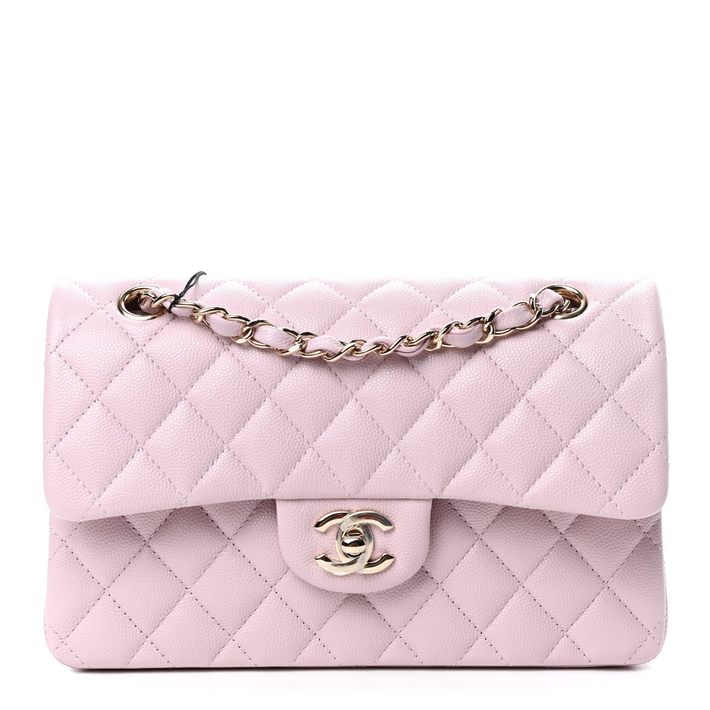 Caviar Quilted Small Double Flap Light Pink