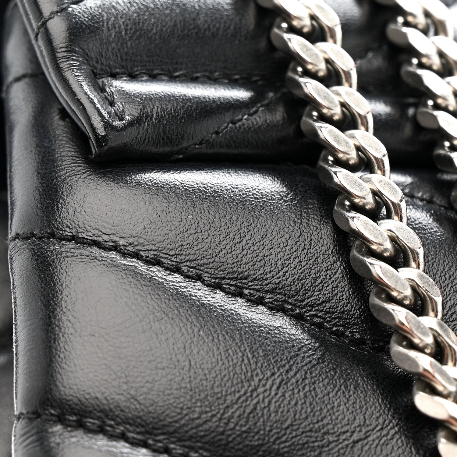 Saint Laurent Calfskin Y Quilted Monogram Medium Loulou Chain Satchel Black 15 of 17