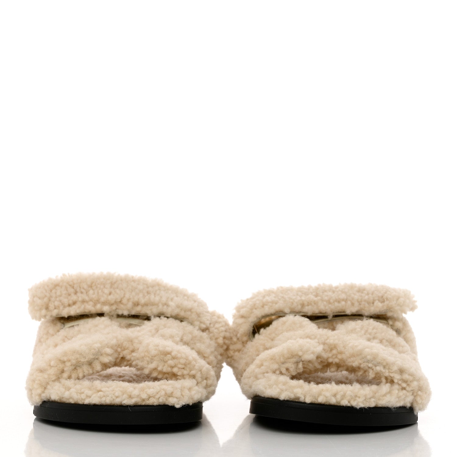 Hermes Woolskin Womens Chypre Sandals 37 Ecru 2 of 9