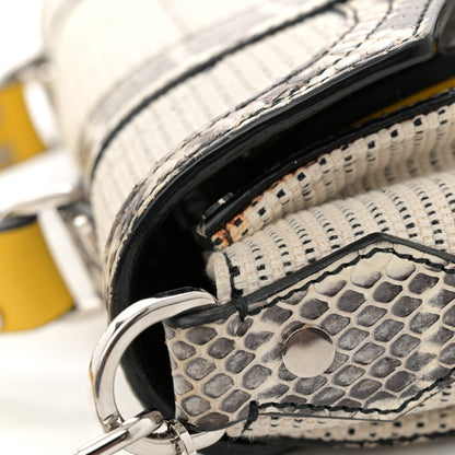Proenza Schouler Lambskin Snakeskin Canvas Tiny PS1 Satchel Grey Yellow 13 of 14