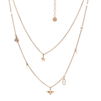Christian Dior Metal Crystal Double Necklace Gold 1 of 6