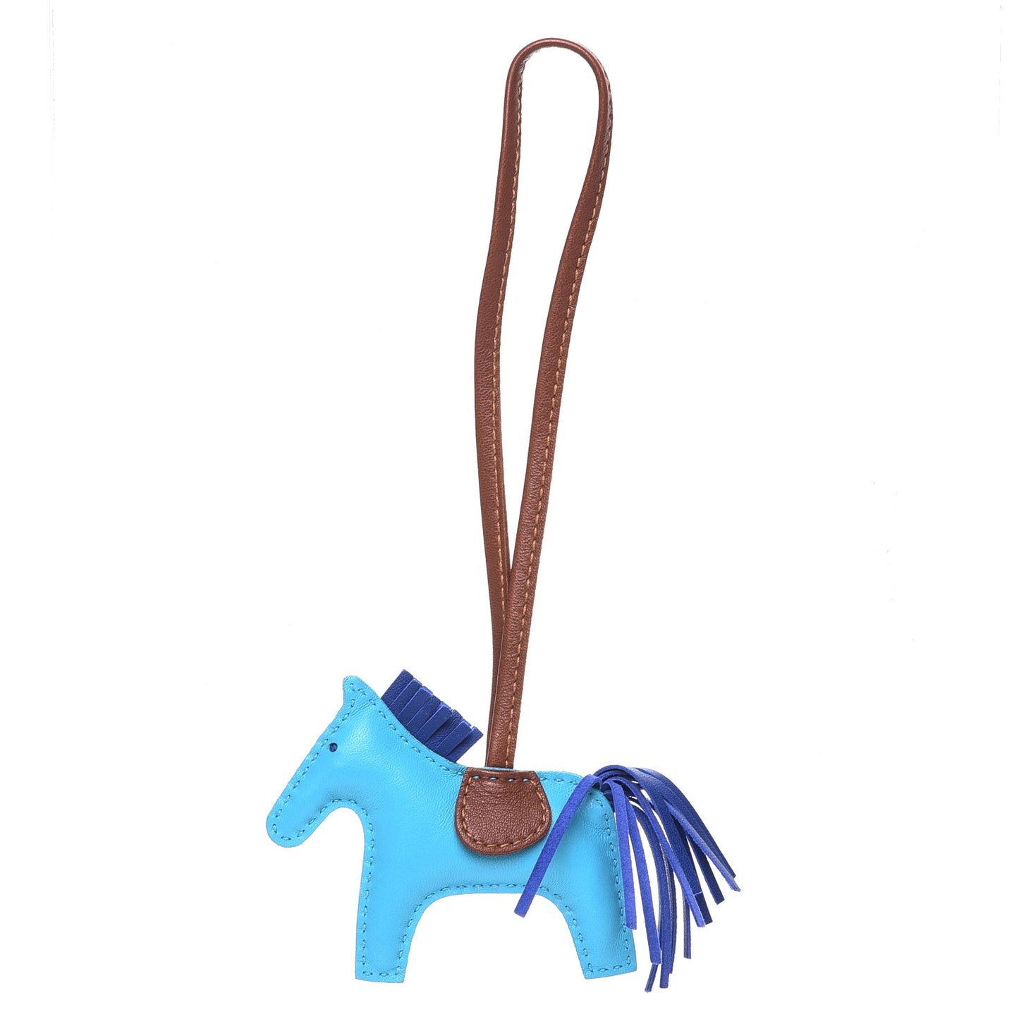 Milo Lambskin Grigri Rodeo Horse Bag Charm PM Bleu Azteque Bleu Electrique Fauve