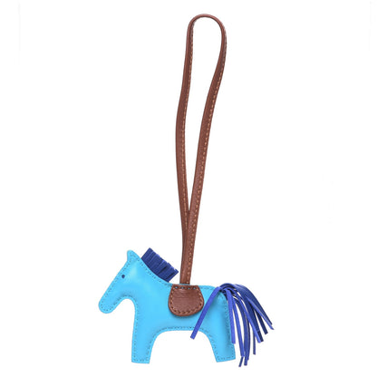 Hermes Milo Lambskin Grigri Rodeo Horse Bag Charm PM Bleu Azteque Bleu Electrique Fauve 1 of 4