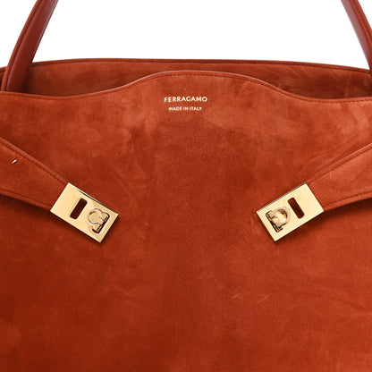 Salvatore Ferragamo Suede Large Hug Soft Shoulder Bag Brick 7 of 9