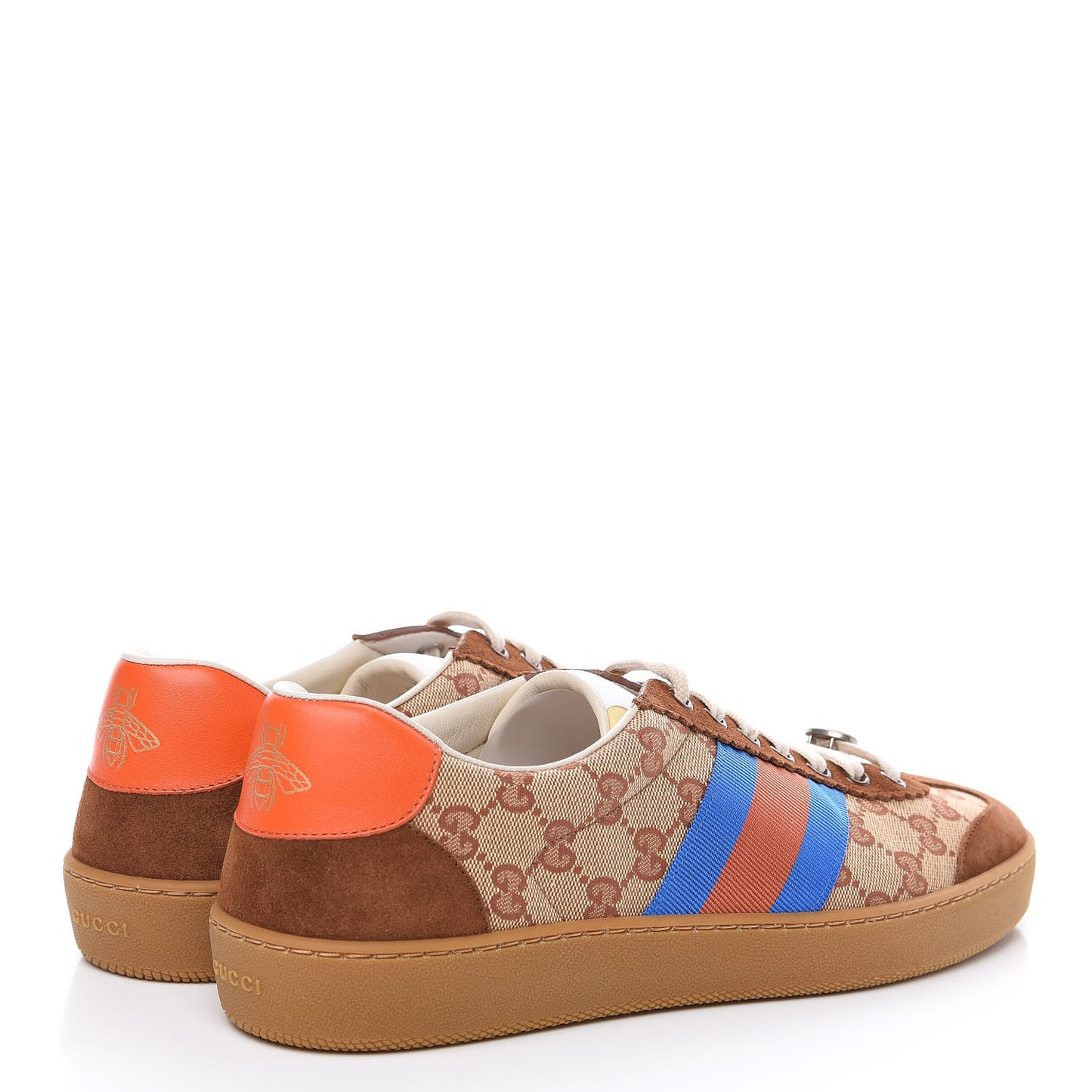 GG Monogram Suede Web Mens G74 Sneakers 9 Beige Ruggine Cuir