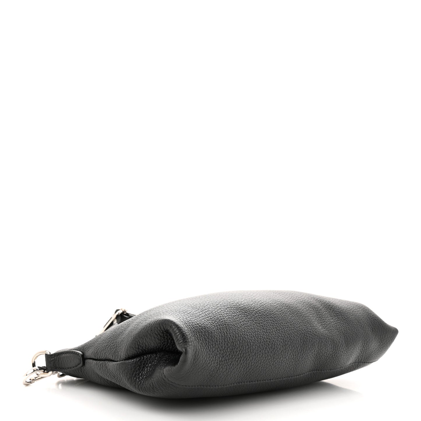Vitello Daino Soft Zippered Shoulder Bag Black