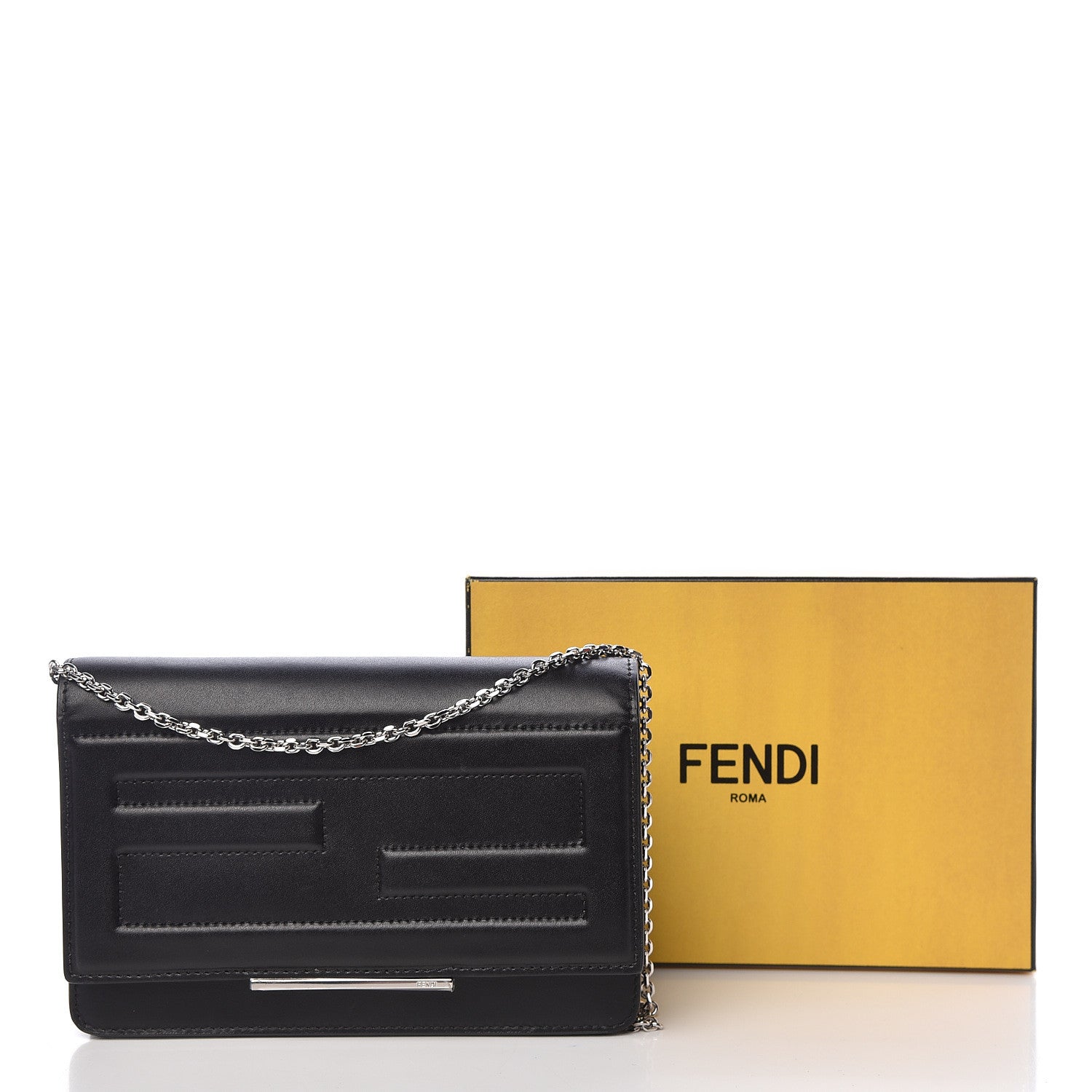 Fendi Vitello Flamingo Tube Wallet on Chain Black 11 of 11