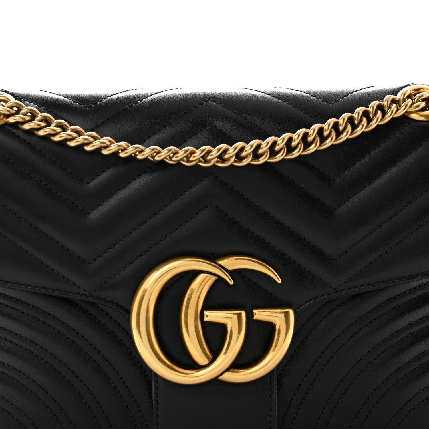 Gucci Calfskin Matelasse Medium GG Marmont Shoulder Bag Black 8 of 11