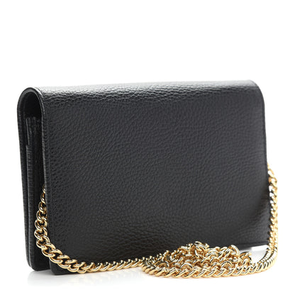 Gucci Calfskin Mini GG Marmont Chain Wallet Black 3 of 7