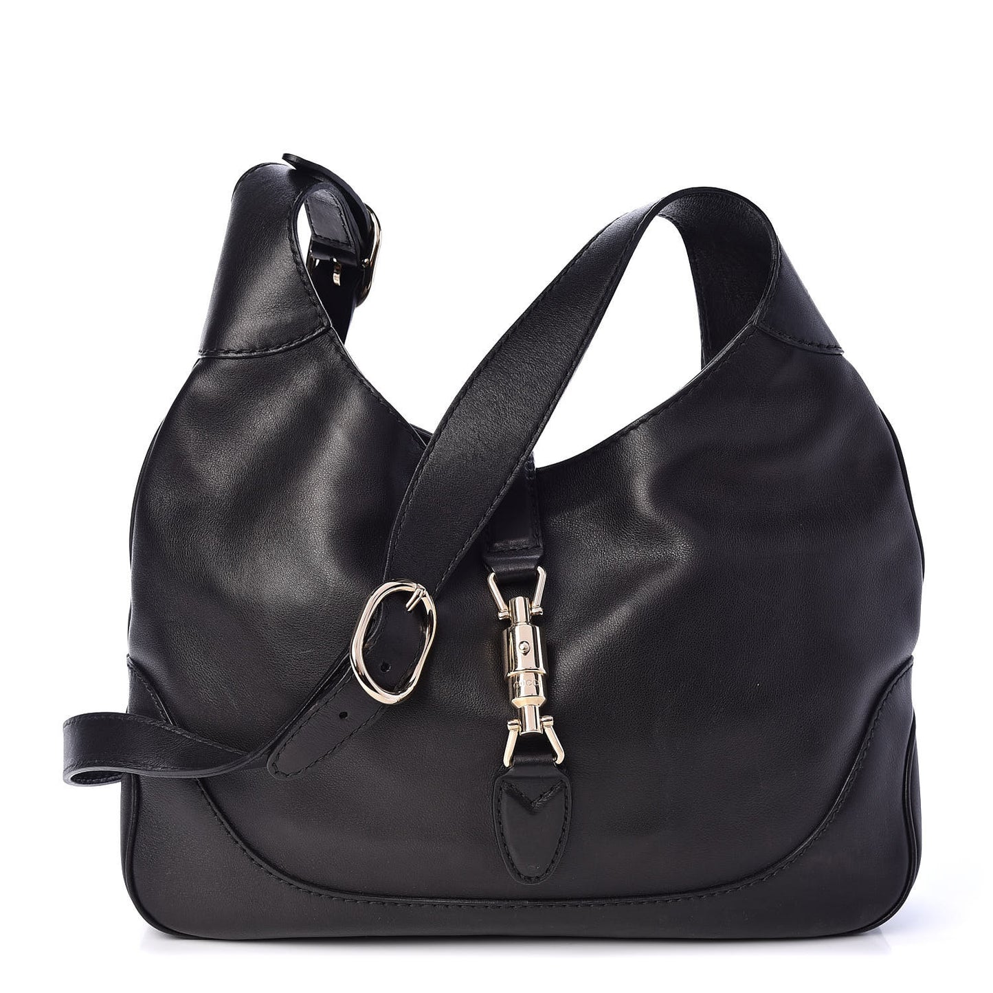 Calfskin Medium Jackie Shoulder Bag Black