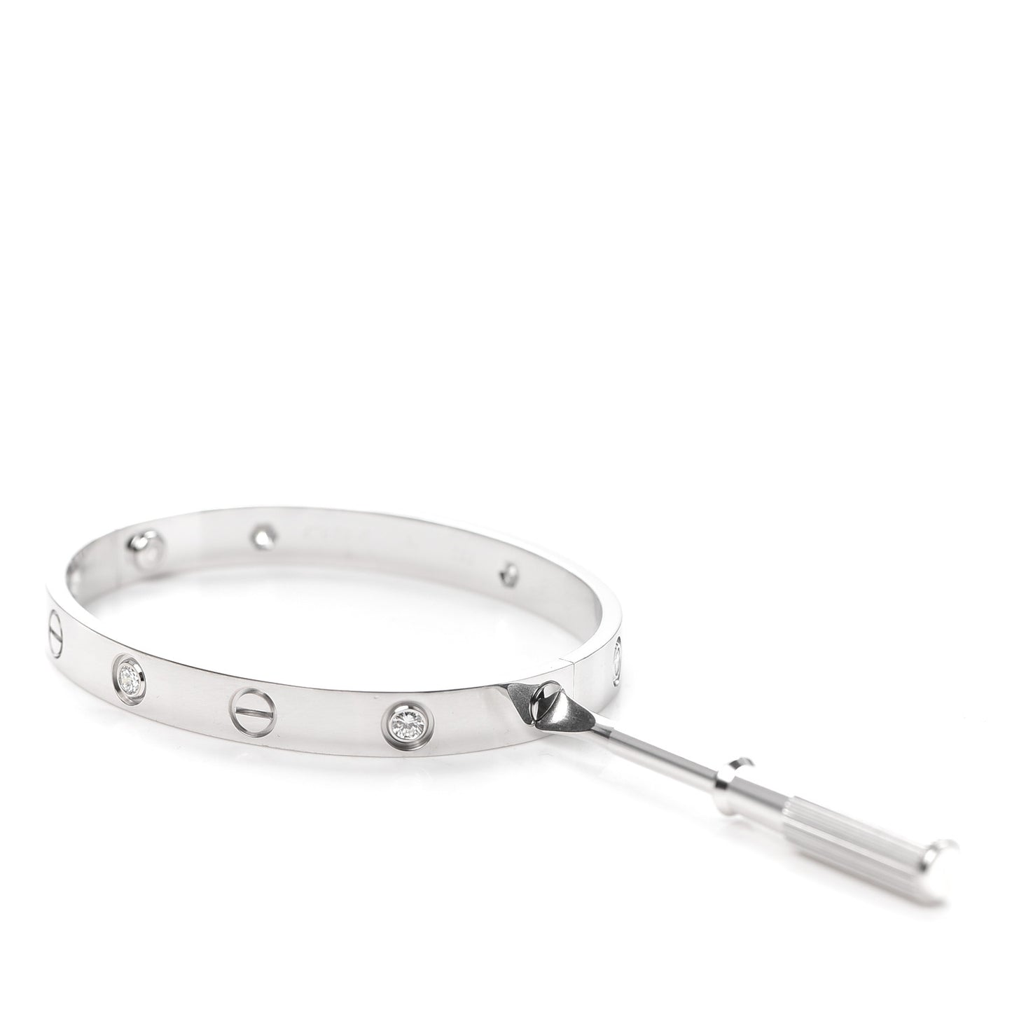 18K White Gold 6 Diamond LOVE Bracelet 16