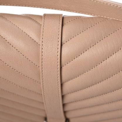 Saint Laurent Sheepskin Matelasse Chevron Monogram Large College Satchel Beige 12 of 13