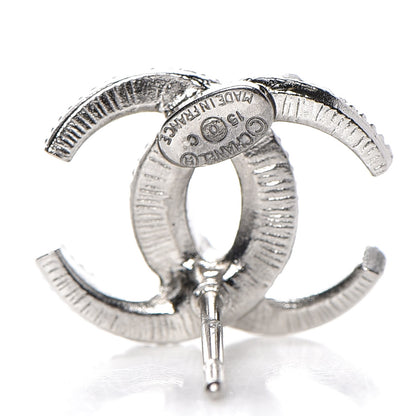 Chanel Crystal CC Moon Earrings Silver 3 of 4