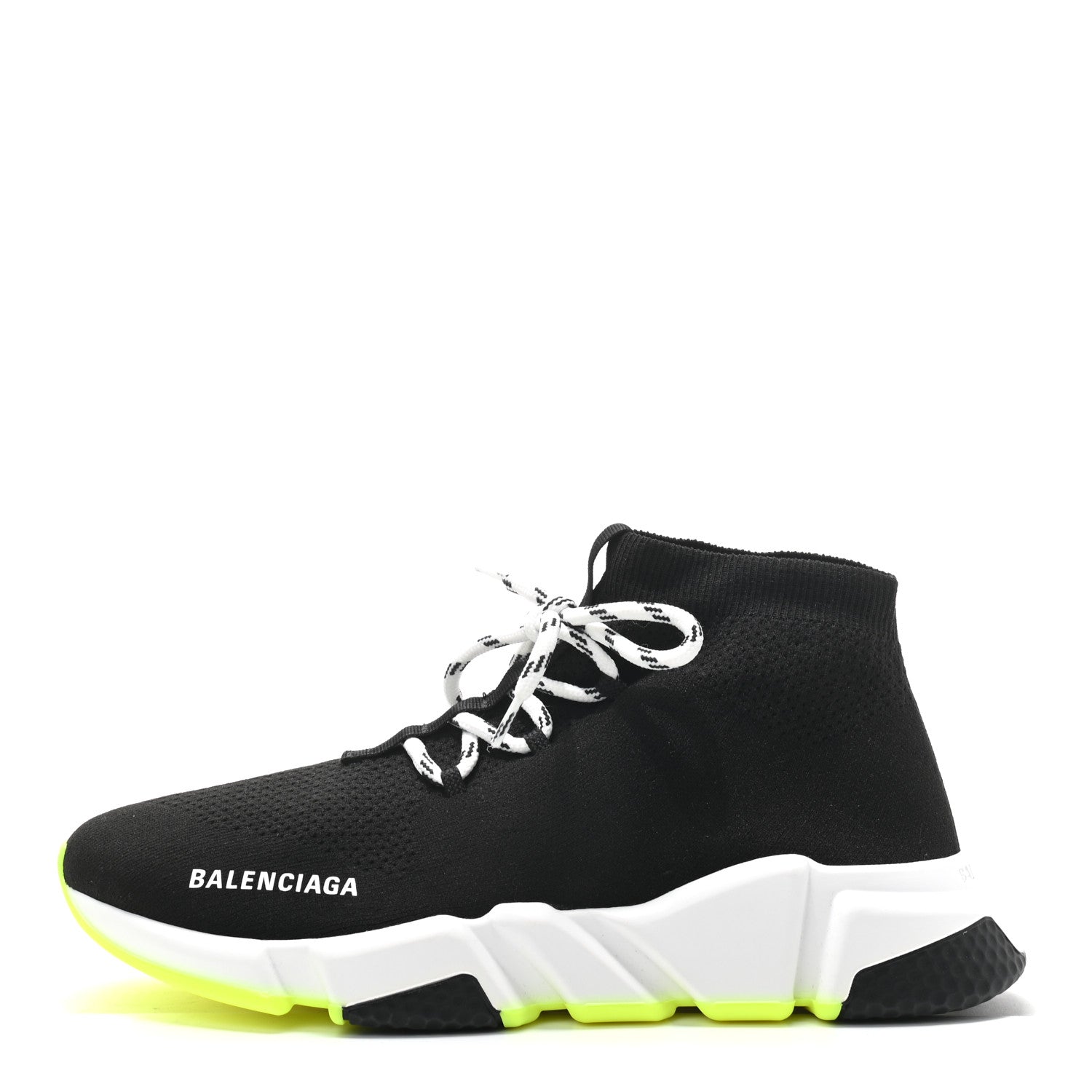 Balenciaga Neoprene Knit Mens Speed Lace Up Sneakers 40 Black Yellow Fluo 1 of 7