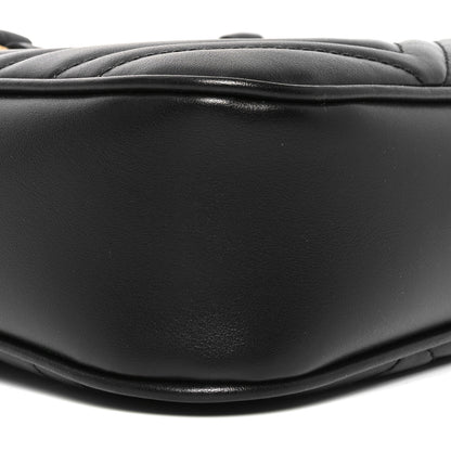 Gucci Calfskin Matelasse Small GG Marmont East West Shoulder Bag Black 9 of 10