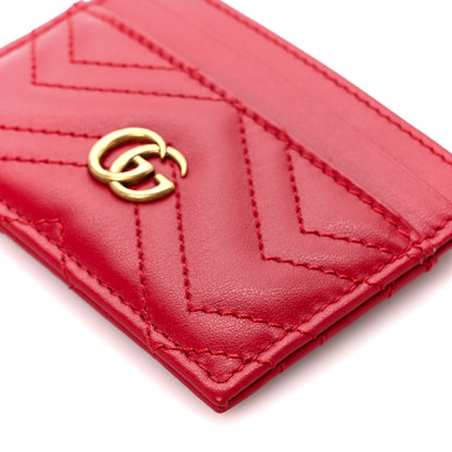 Gucci Calfskin Matelasse GG Marmont Card Holder Hibiscus Red 9 of 9