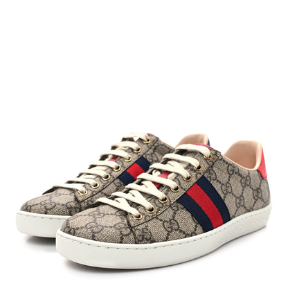 Gucci GG Supreme Monogram Womens Ace Low-Top Sneaker 35.5 Beige 4 of 10