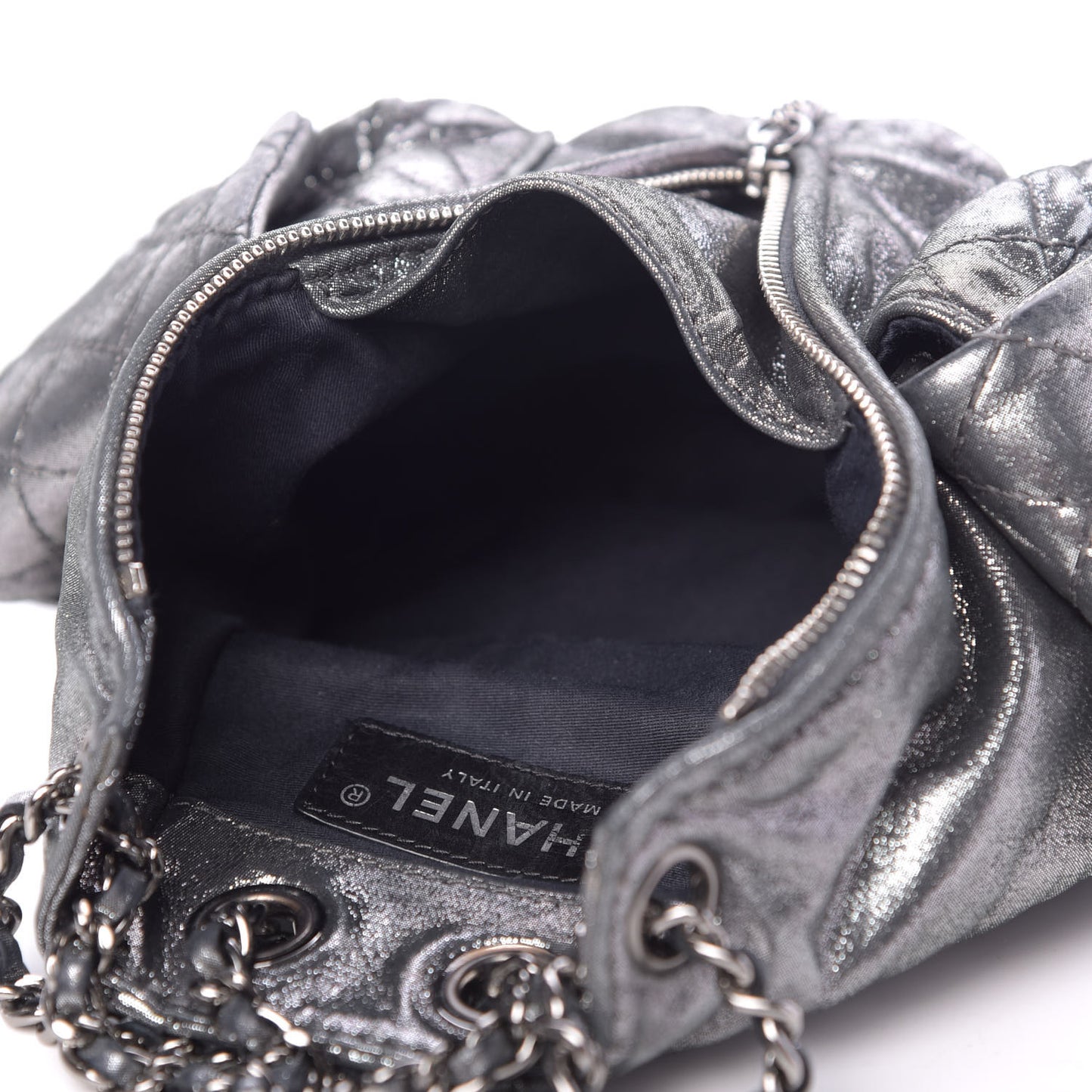 Iridescent Calfskin Mini Backpack Is Back Silver