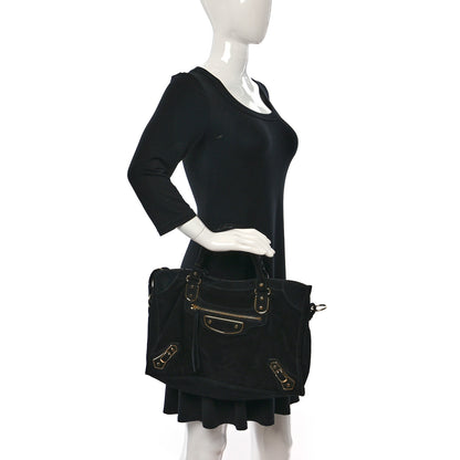 Balenciaga Baby Daim Gold Metallic Edge Hardware City Black 2 of 9