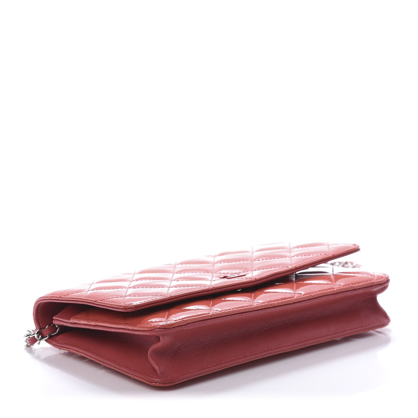 Patent Quilted Wallet On Chain WOC Coral