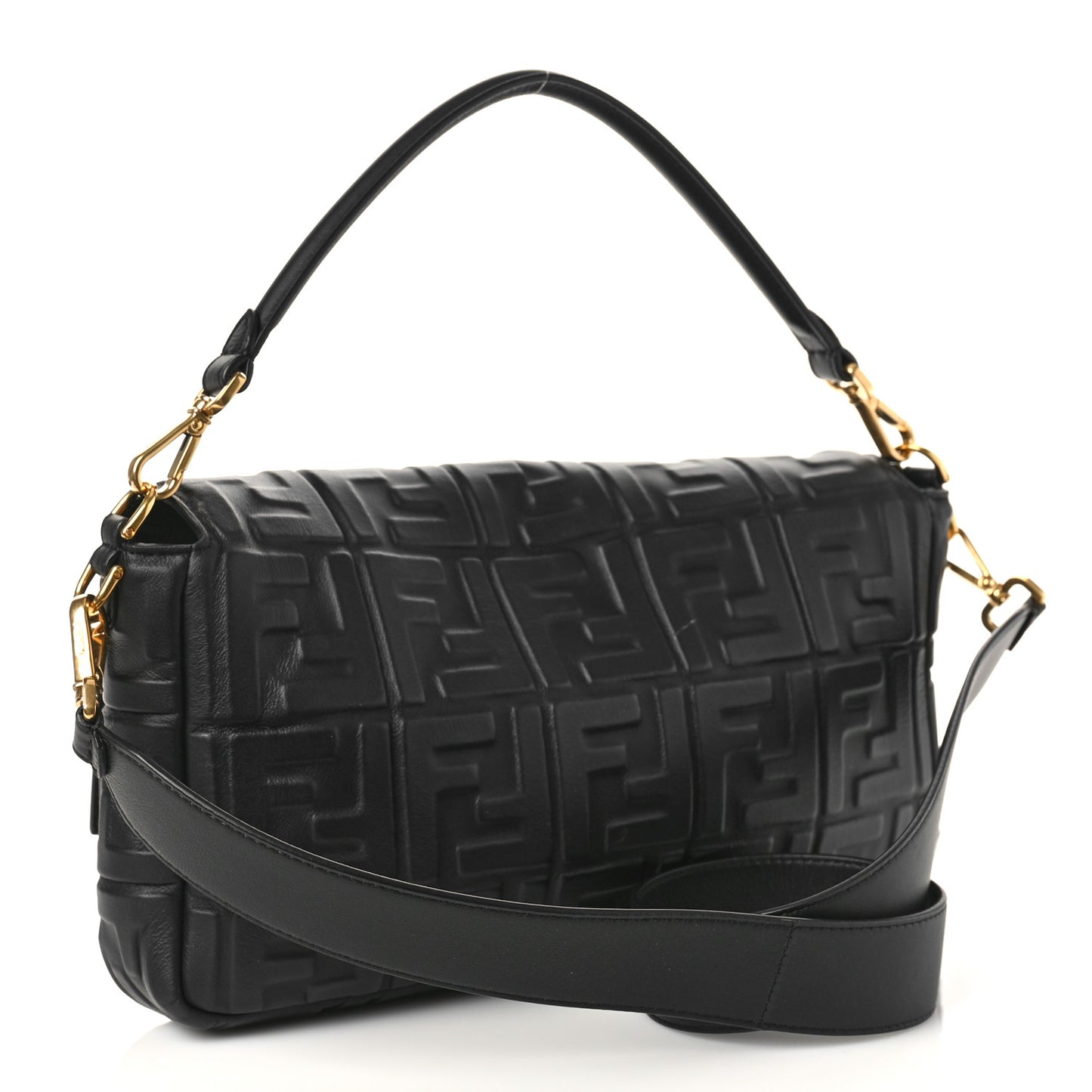 Nappa FF 1974 Embossed Large Baguette Black