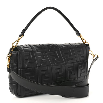 Fendi Nappa FF 1974 Embossed Large Baguette Black 3 of 9