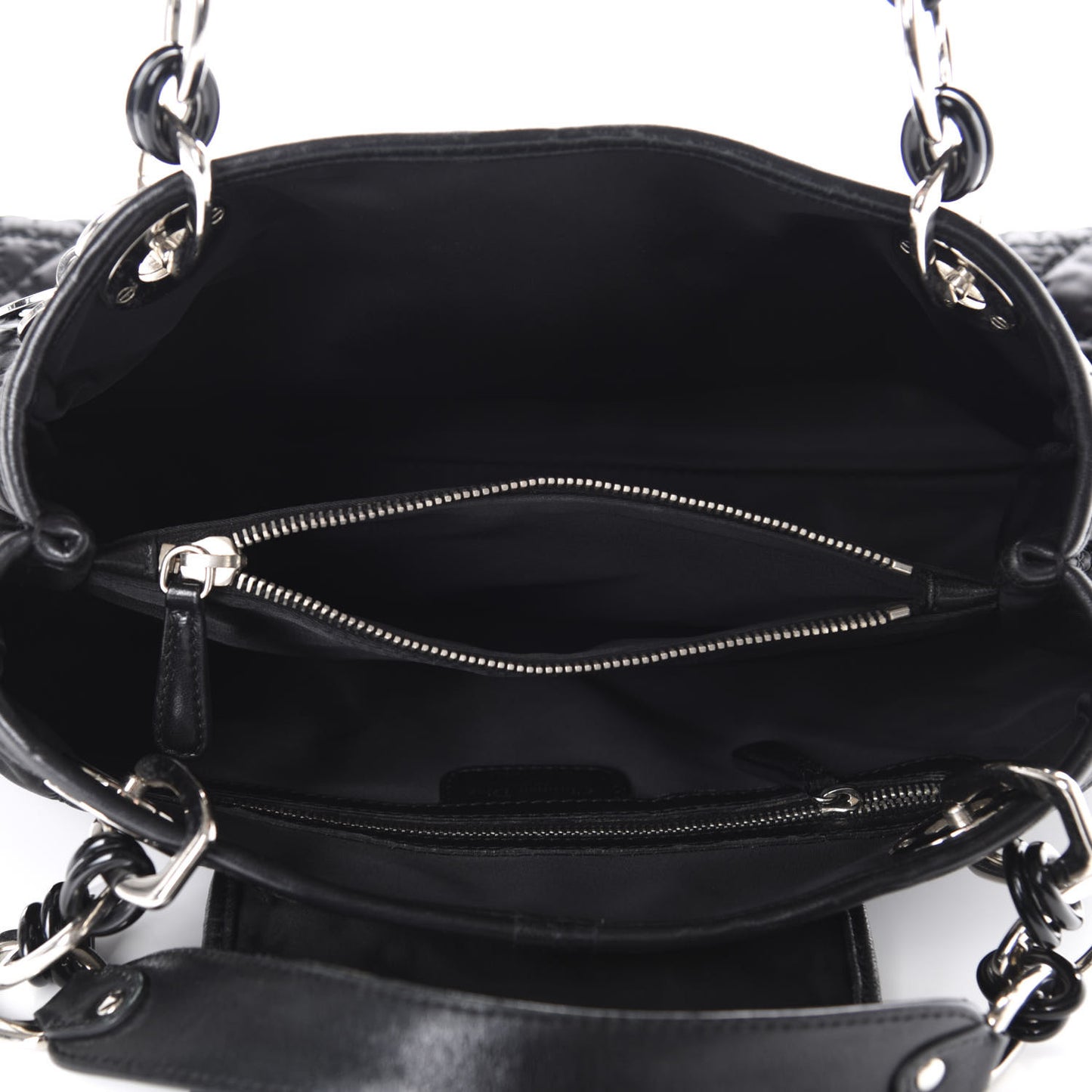 Satin Cannage Charming Lock Flap Shoulder Bag Black