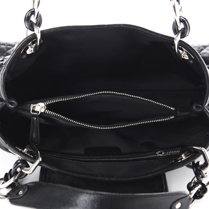 Christian Dior Satin Cannage Charming Lock Flap Shoulder Bag Black 5 of 13