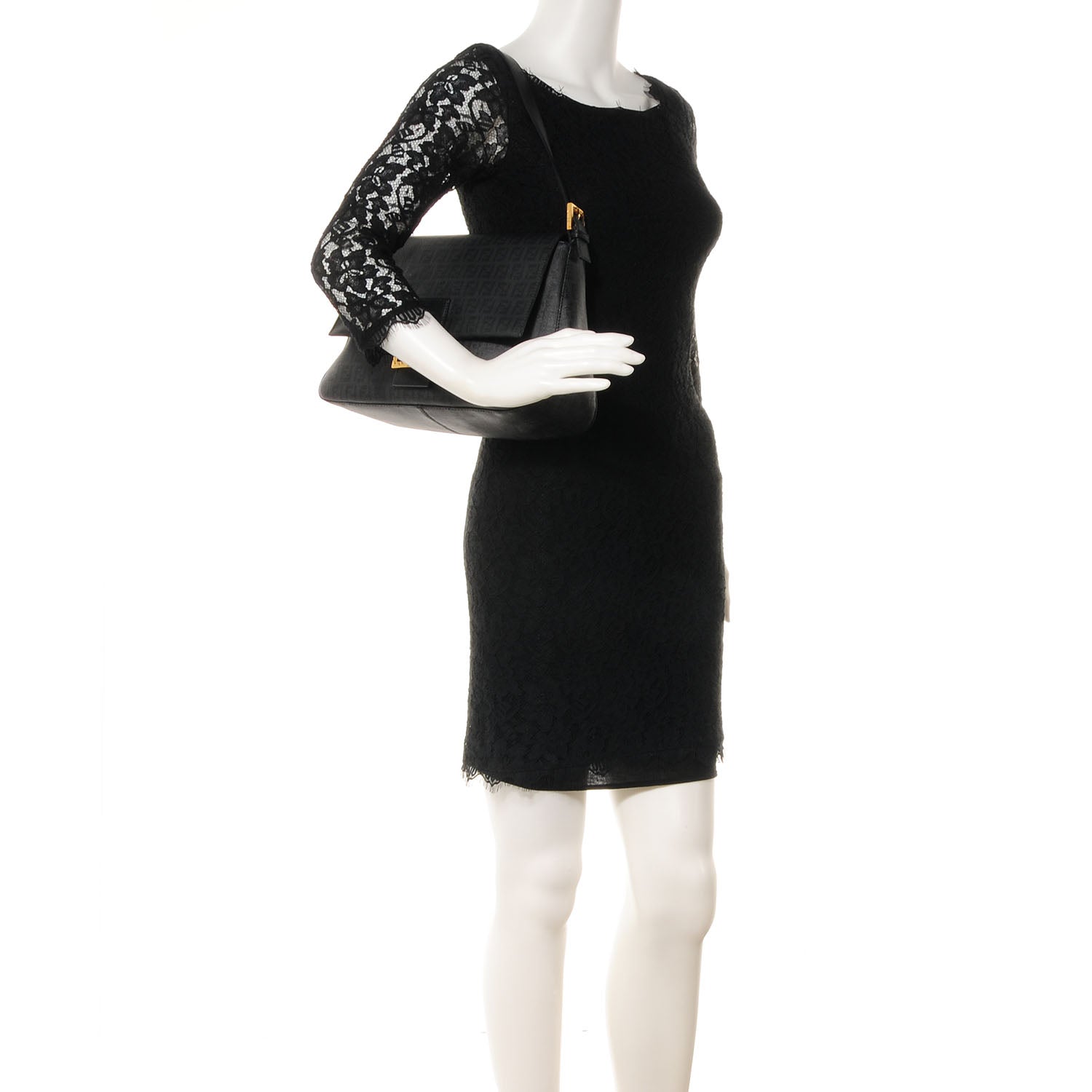 Fendi Zucchino Spalmati Vitello Mama Baguette Black 2 of 9