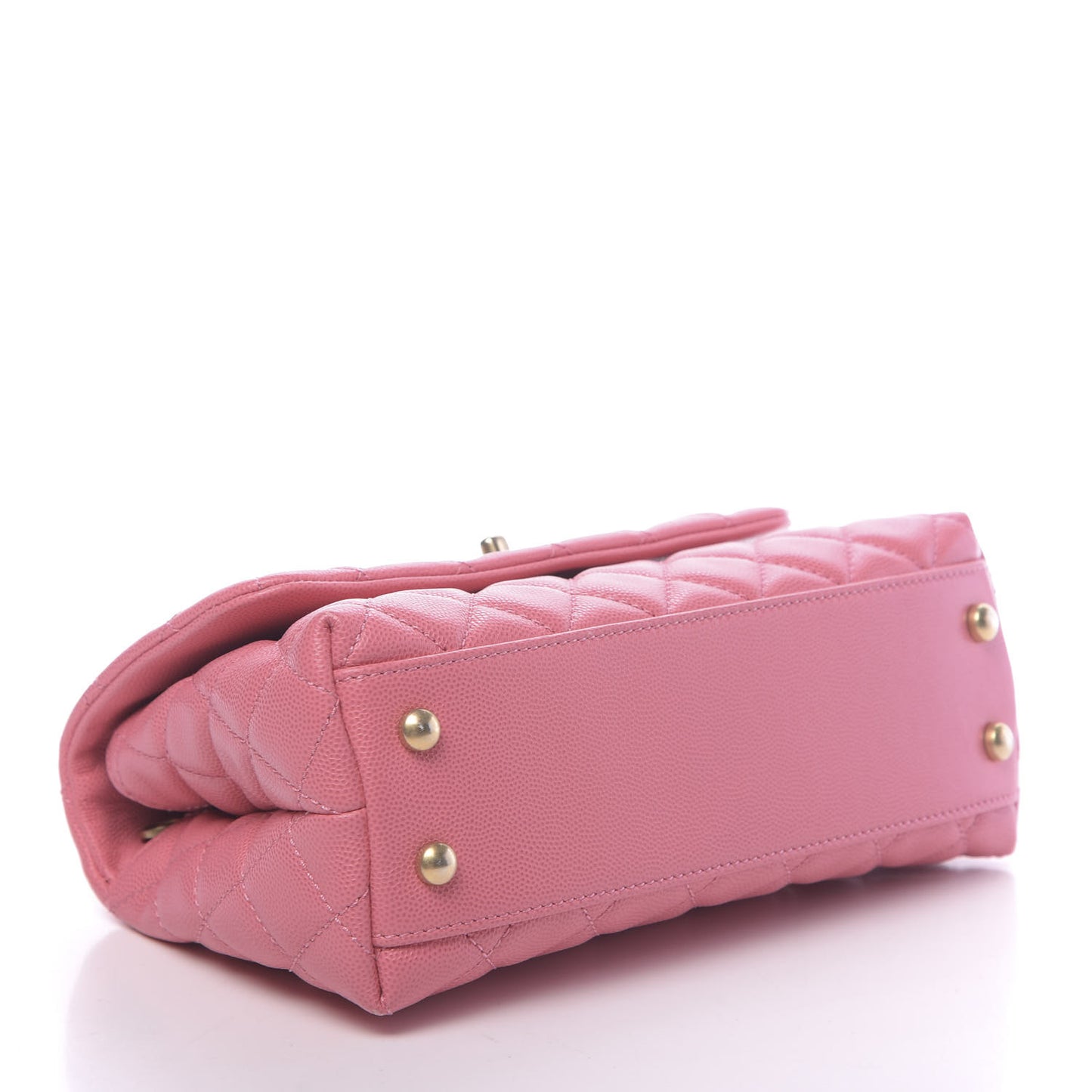 Caviar Lizard Embossed Quilted Mini Coco Handle Flap Pink
